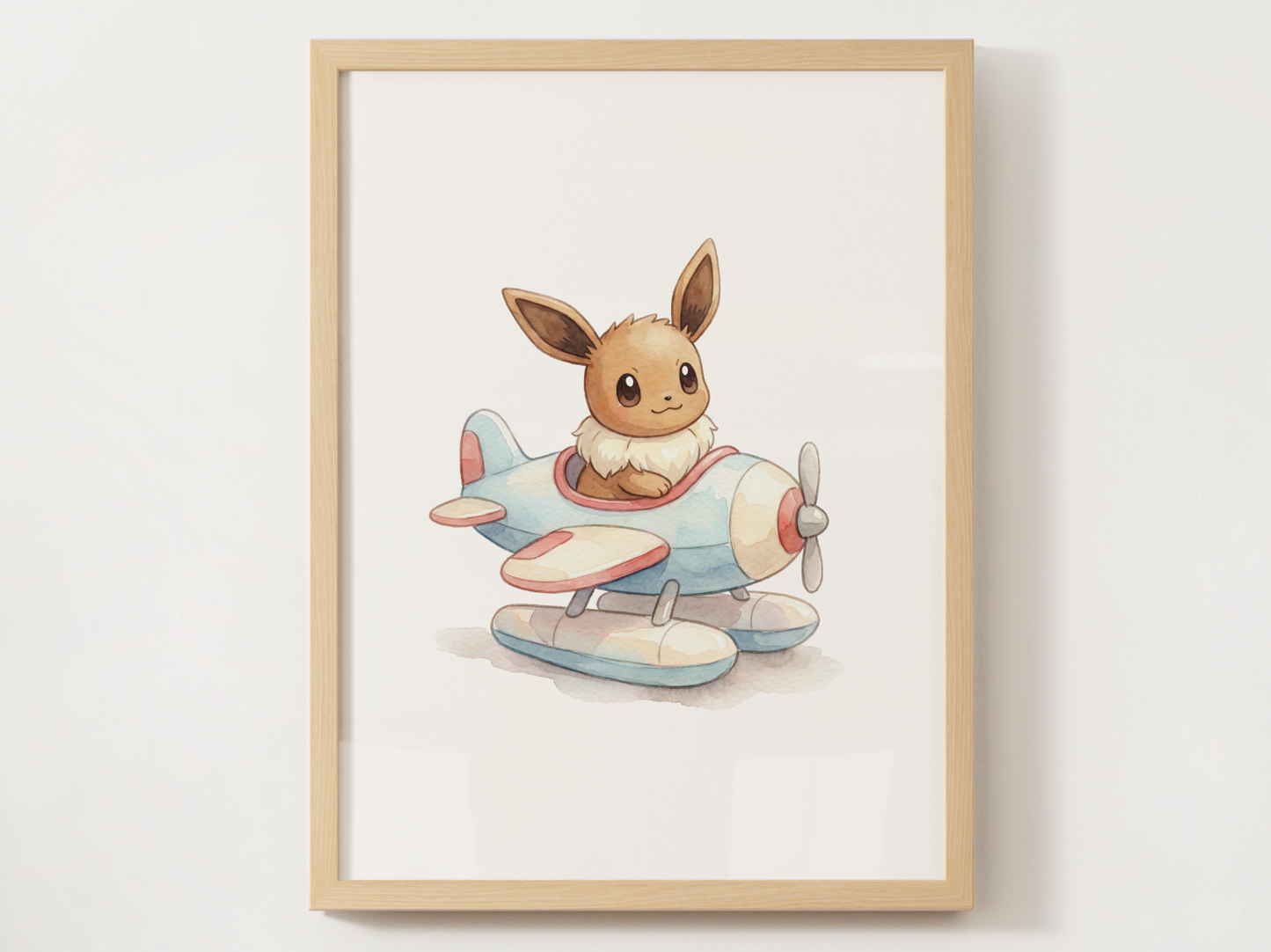 Eevee Airplane Nursery Wall Art, Sky Adventure Kids Poster, Printable Digital Download