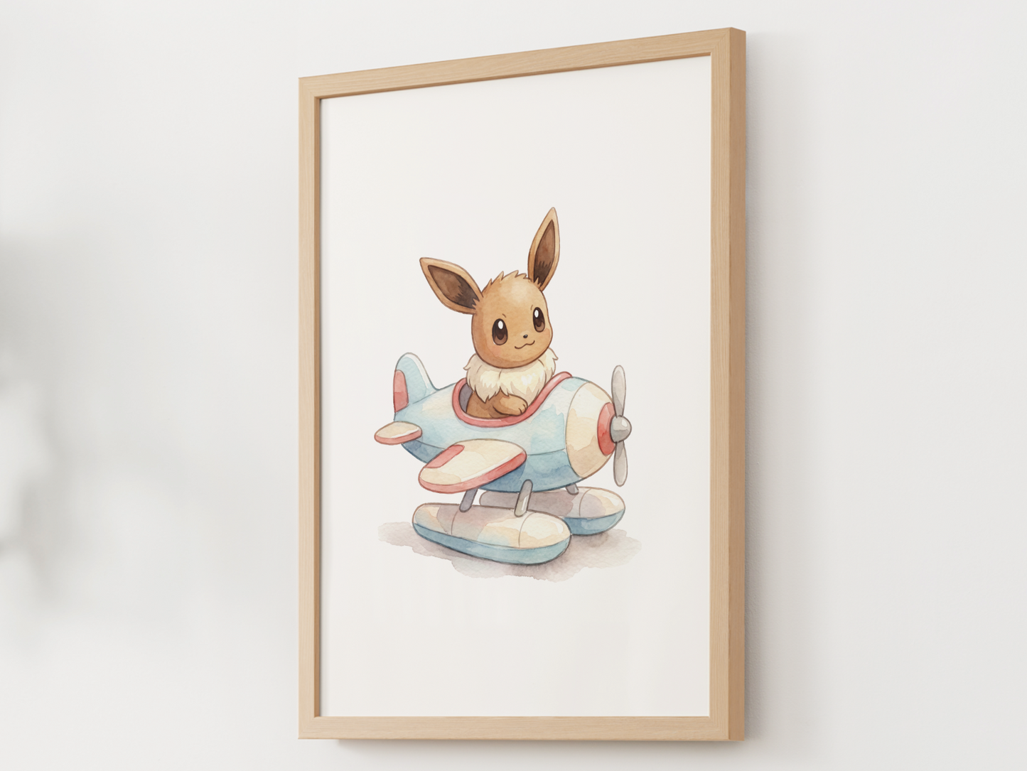 Eevee Airplane Nursery Wall Art, Sky Adventure Kids Poster, Printable Digital Download