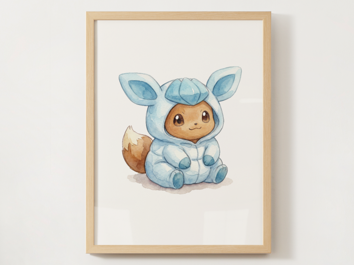 Eevee Glaceon Onesie Wall Art Printable, Eeveelution Nursery Poster, Kids Room Decor, Digital Download