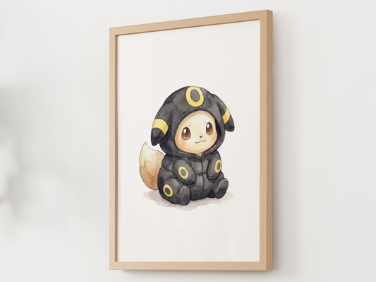 Eevee Umbreon Onesie Wall Art Printable, Eeveelution Nursery Poster, Kids Room Decor, Digital Download