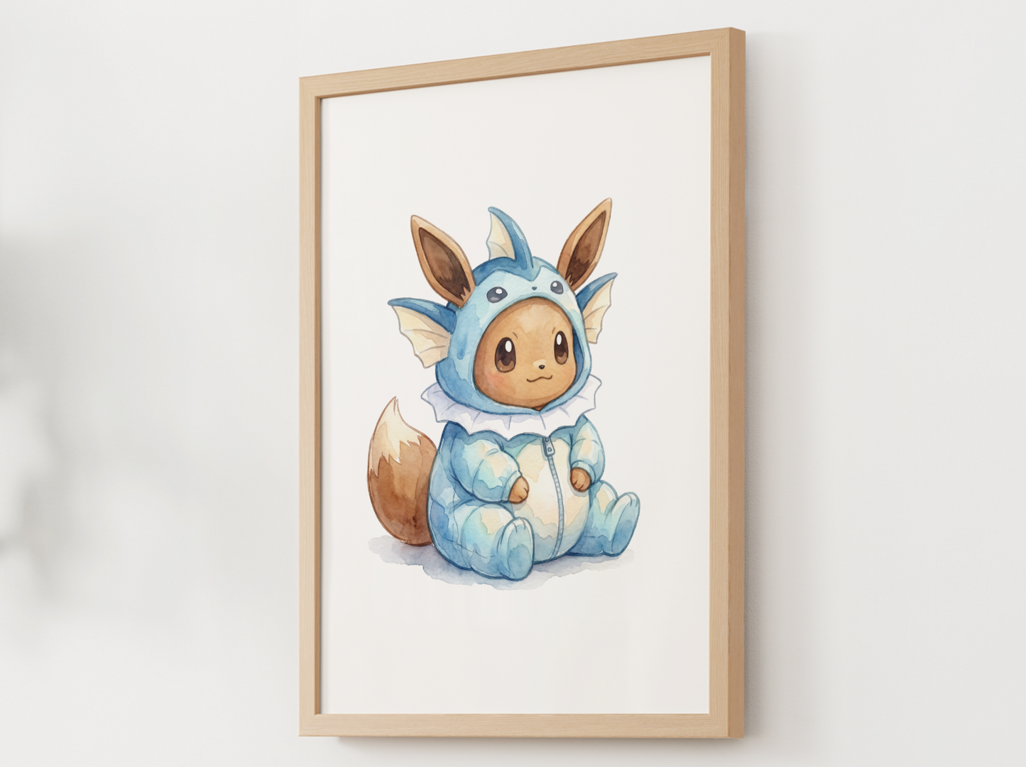 Eevee Vaporeon Onesie Wall Art Printable, Eeveelution Nursery Poster, Kids Room Decor, Digital Download