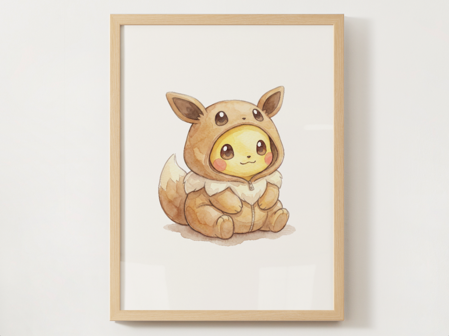 Pikachu Eevee Onesie Wall Art Printable, Pokémon Nursery Poster, Kids Room Decor, Digital Download