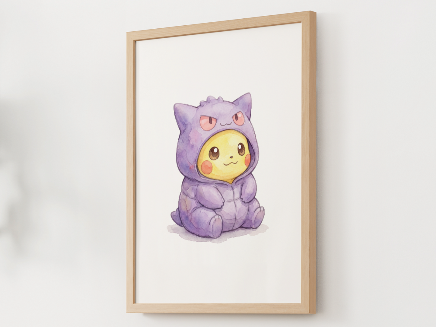 Pikachu Gengar Onesie Wall Art Printable, Pokémon Nursery Poster, Kids Room Decor, Digital Download