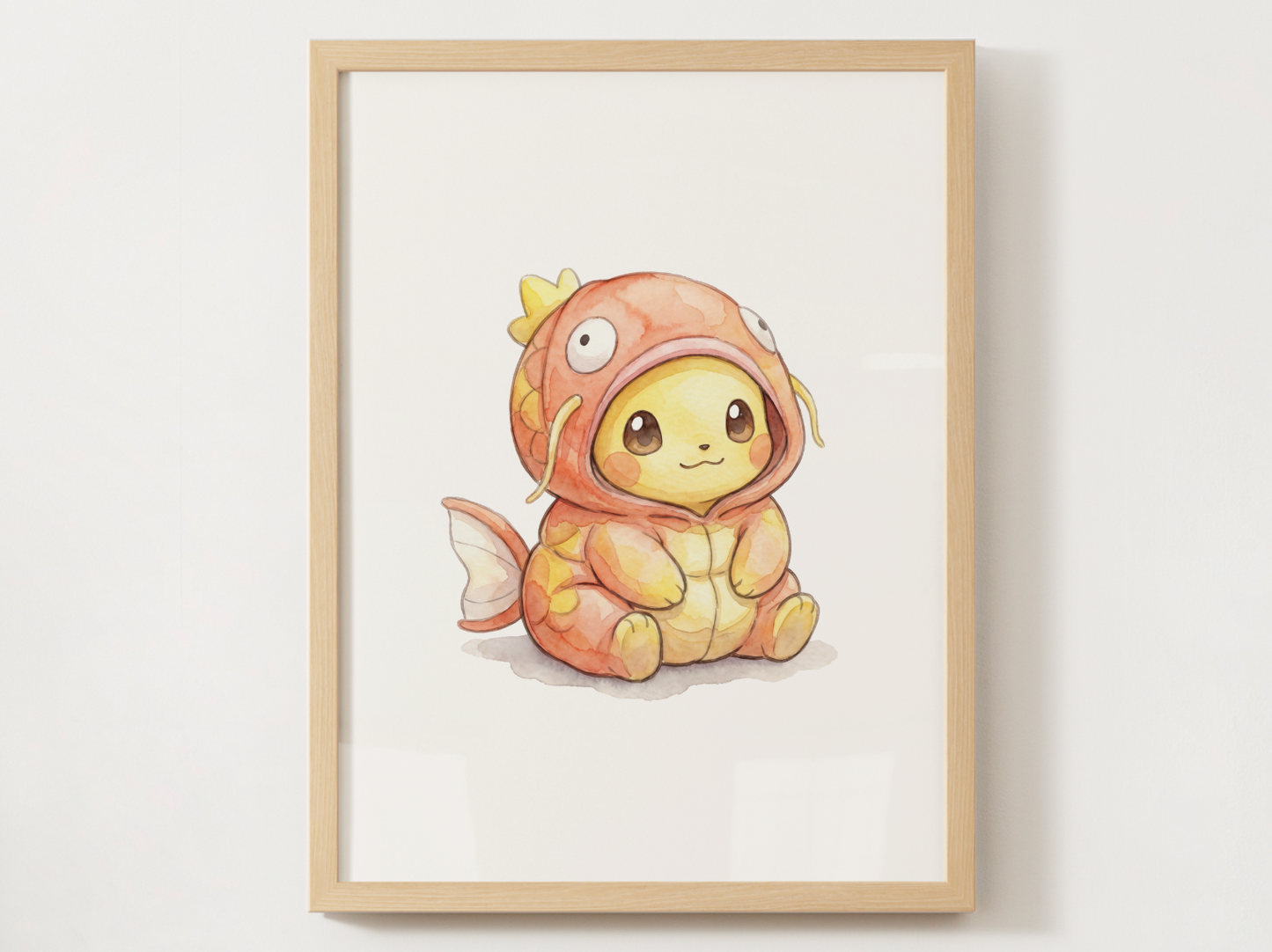 Pikachu Magikarp Onesie Wall Art Printable, Pokémon Nursery Poster, Kids Room Decor, Digital Download