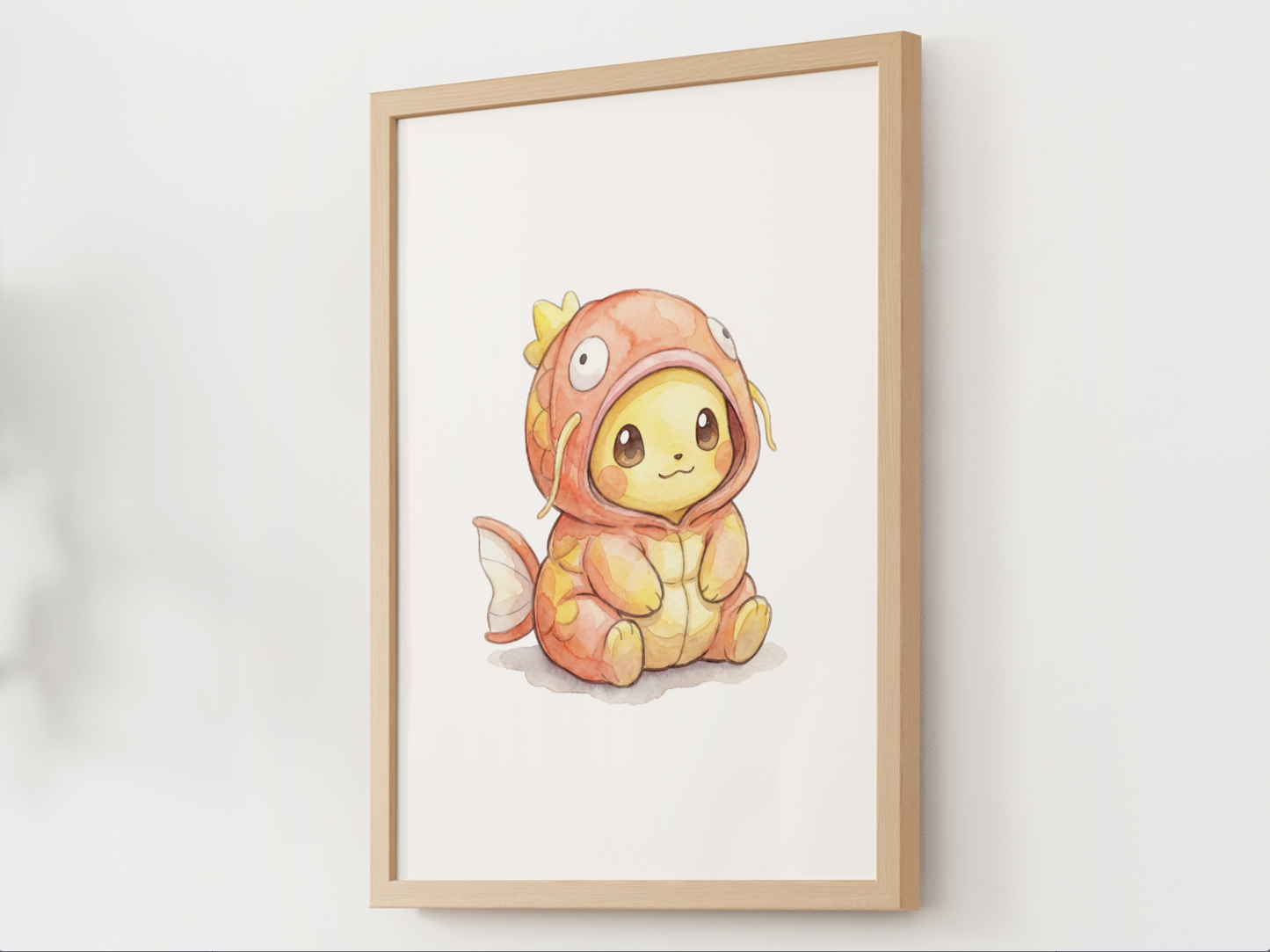 Pikachu Magikarp Onesie Wall Art Printable, Pokémon Nursery Poster, Kids Room Decor, Digital Download