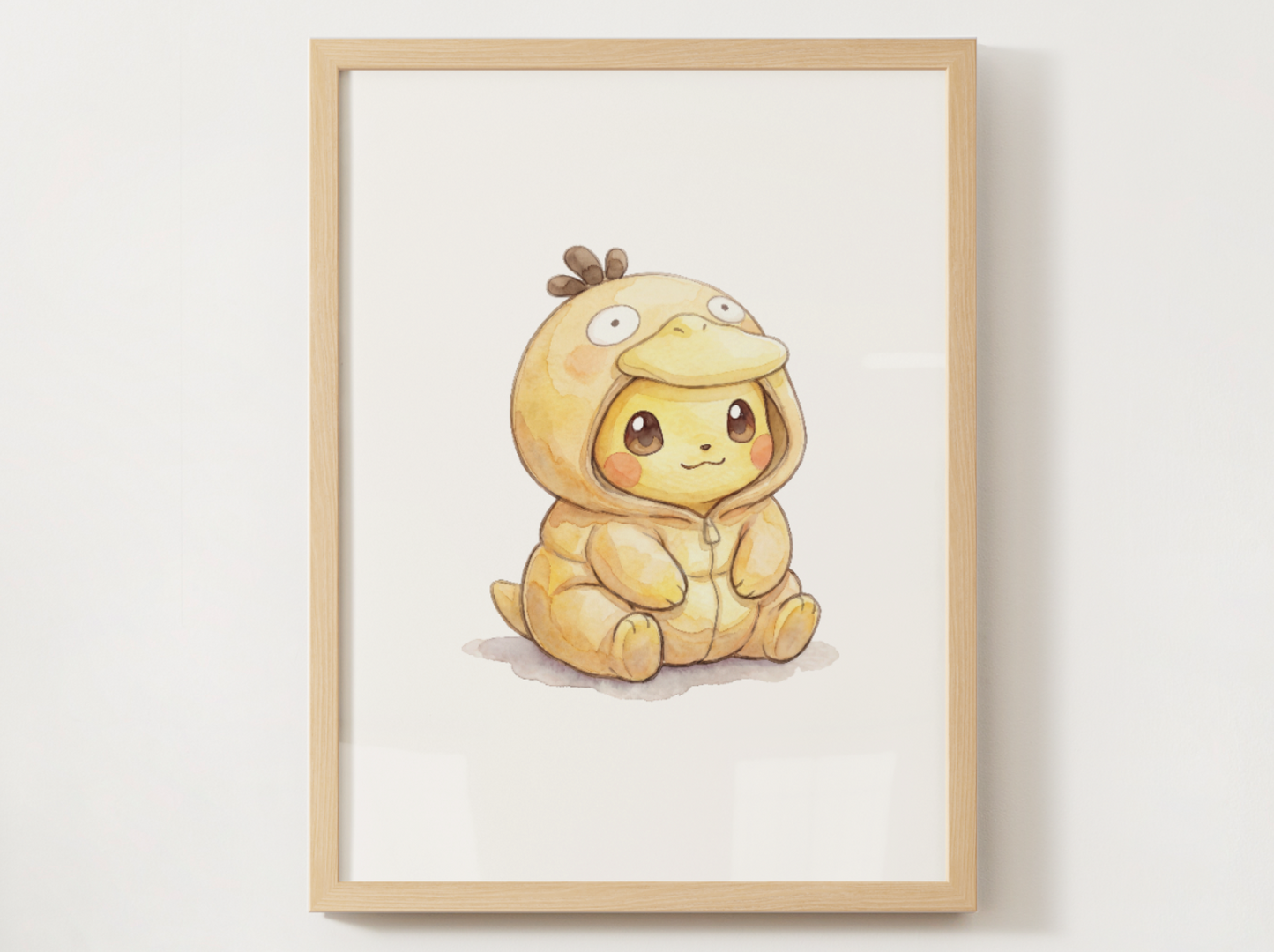 Pikachu Psyduck Onesie Wall Art Printable, Pokémon Nursery Poster, Kids Room Decor, Digital Download