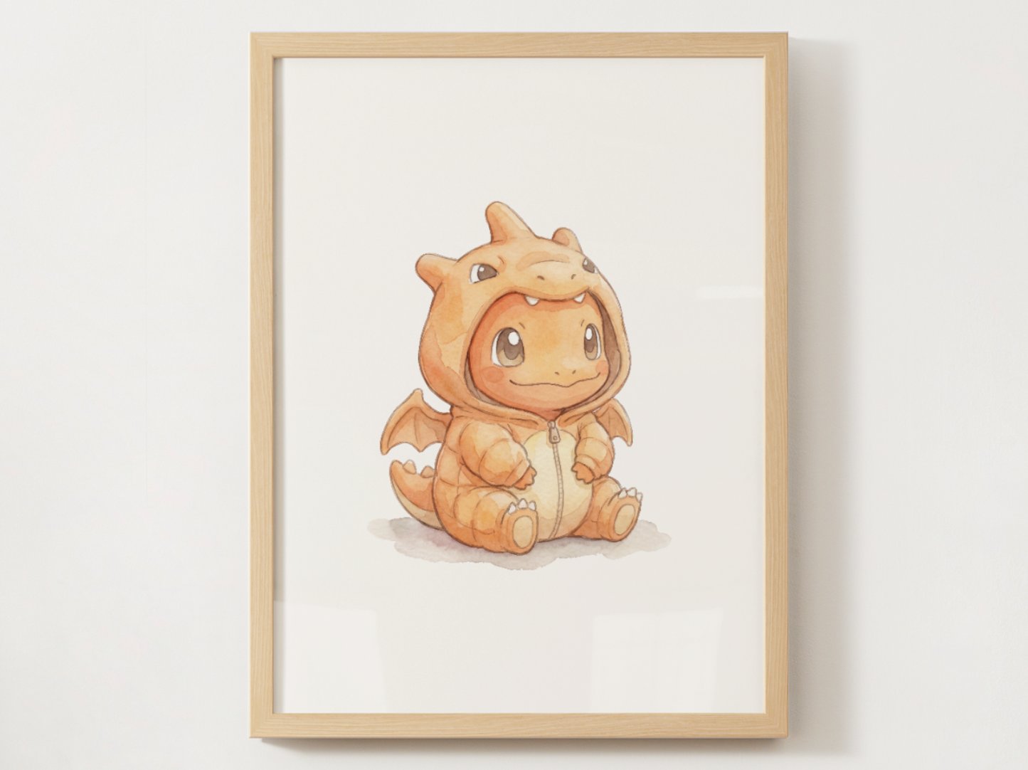 Charmander Onesie Wall Art Printable, Gen 1 Starter Nursery Poster, Kids Room Decor, Digital Download
