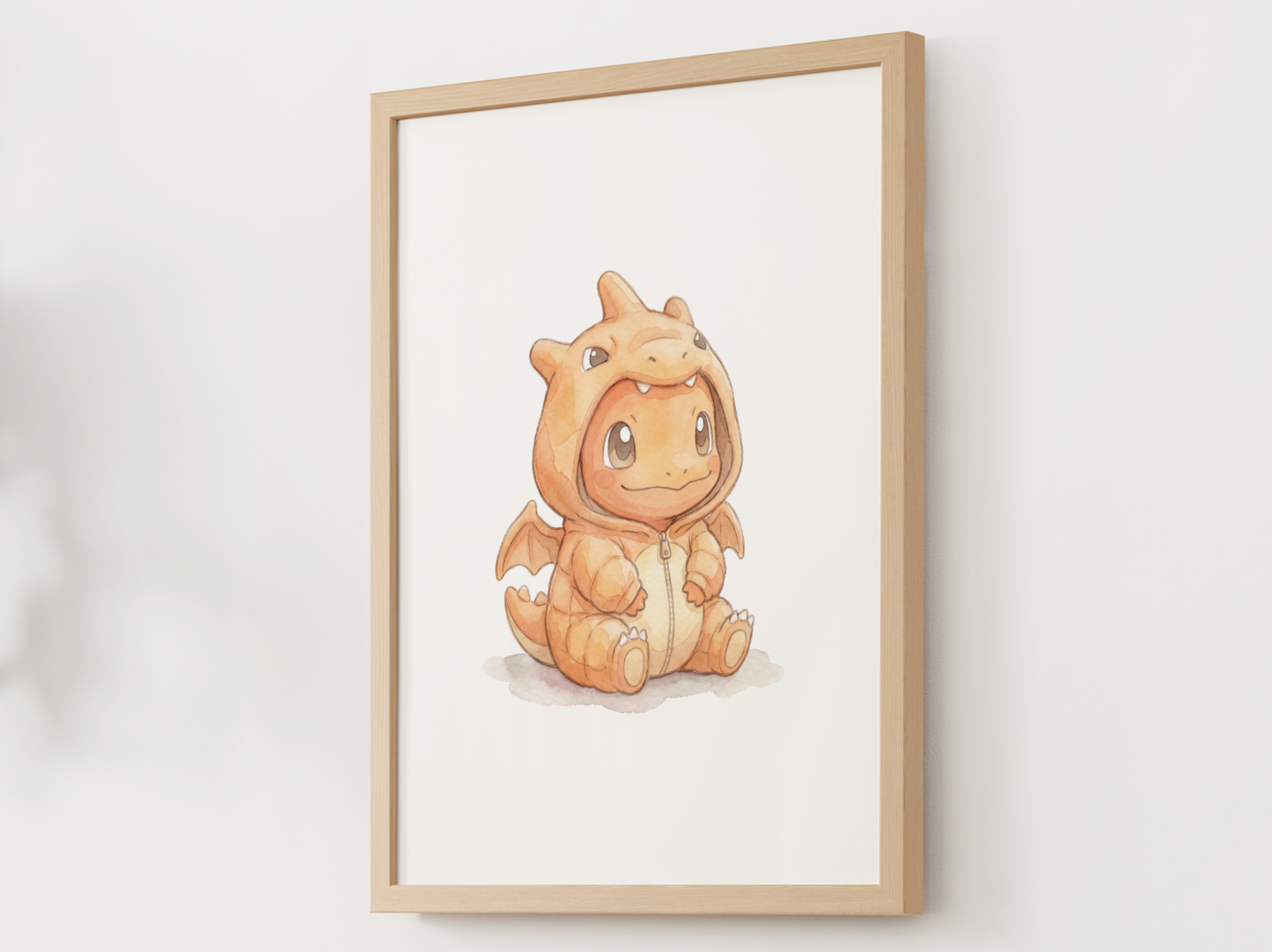Charmander Onesie Wall Art Printable, Gen 1 Starter Nursery Poster, Kids Room Decor, Digital Download