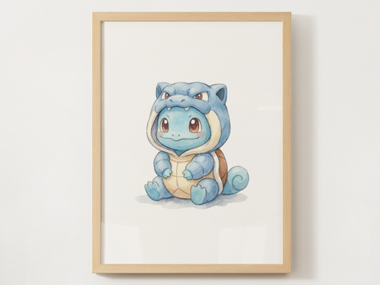 Squirtle Onesie Wall Art Printable, Gen 1 Starter Nursery Poster, Kids Room Decor, Digital Download
