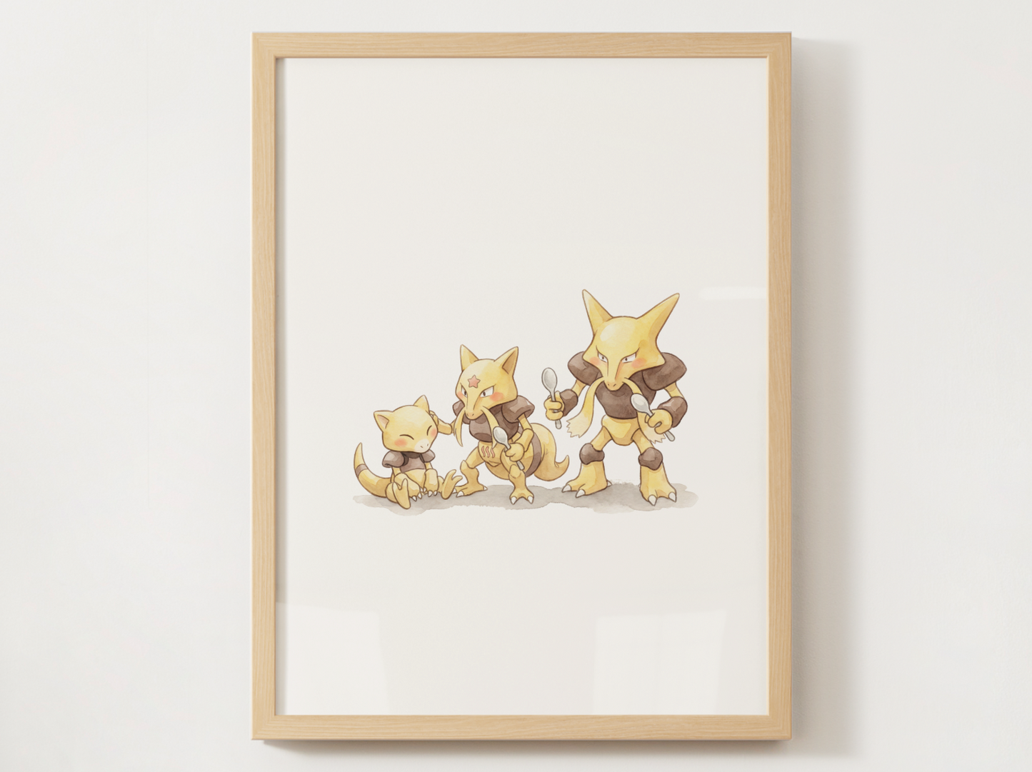 Abra Evolution Line Wall Art Printable, Kadabra Alakazam Poster, Pokémon Nursery Decor, Digital Download