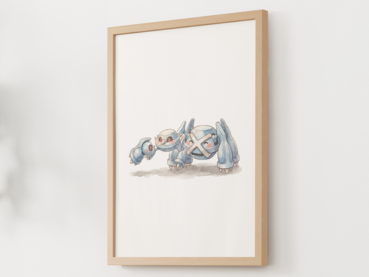 Beldum Evolution Line Wall Art Printable, Metang Metagross Poster, Pokémon Nursery Decor, Digital Download