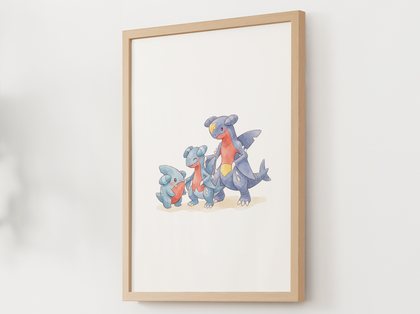 Gible Evolution Line Wall Art Printable, Gabite Garchomp Poster, Pokémon Nursery Decor, Digital Download