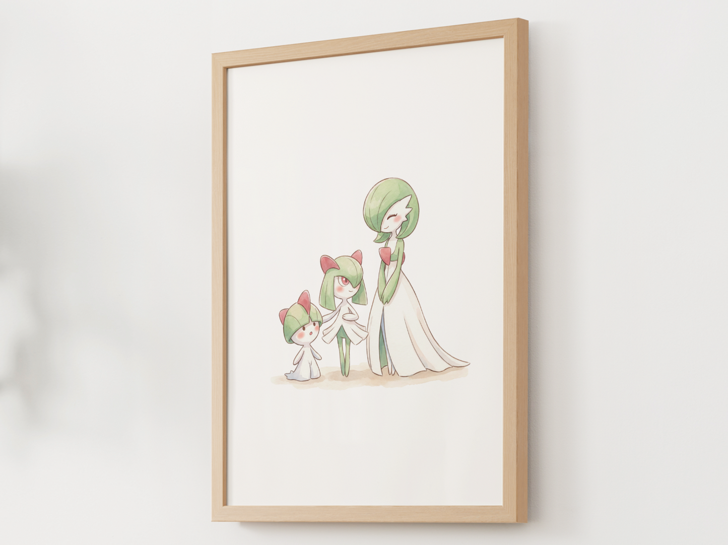 Ralts Evolution Line Wall Art Printable, Kirlia Gardevoir Poster, Pokémon Nursery Decor, Digital Download
