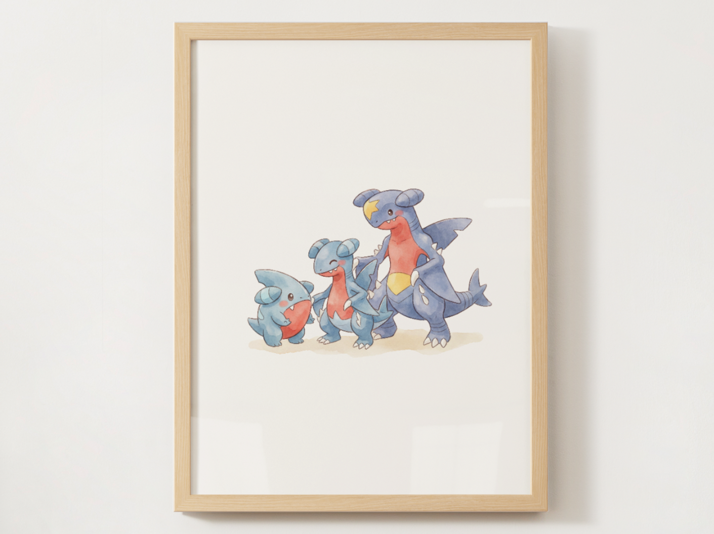 Gible Evolution Line Wall Art Printable, Gabite Garchomp Poster, Pokémon Nursery Decor, Digital Download