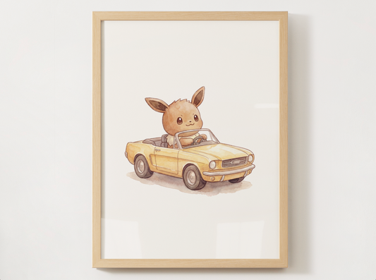 Eevee Classic Cars Wall Art Bundle, 8 Printable Posters, Vintage Car Theme, Kids Room Decor, Instant Download