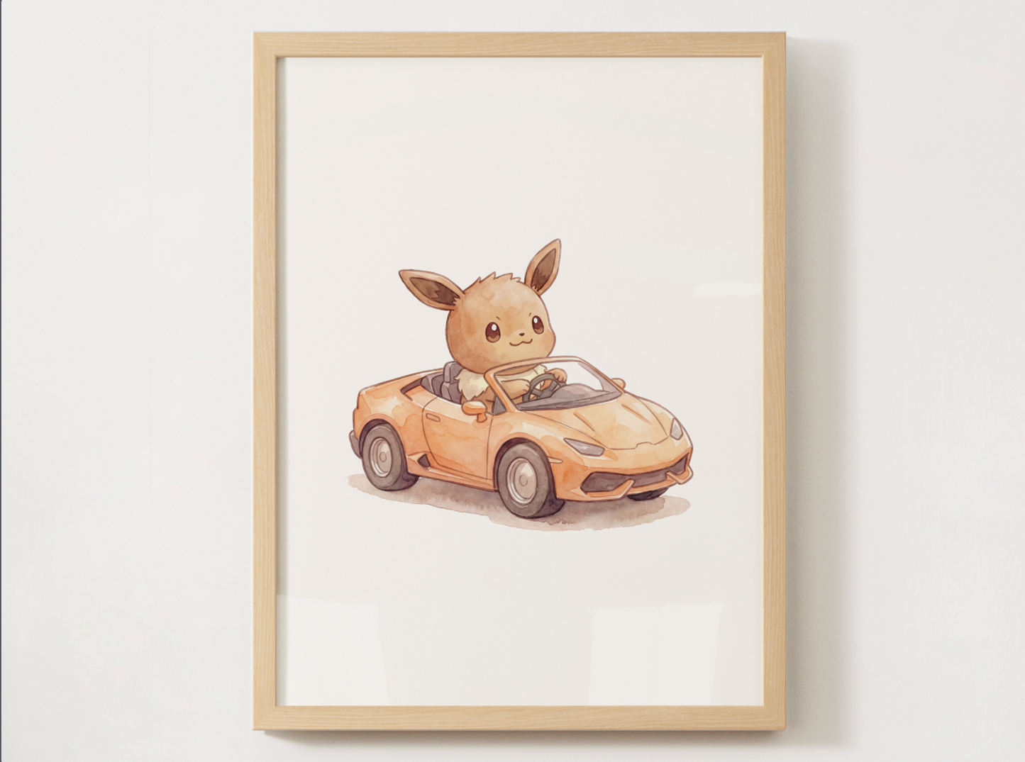 Eevee Supercars Wall Art Bundle, 8 Printable Posters, Sports Car Theme, Kids Room Decor, Instant Download