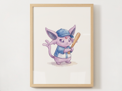 Eeveelutions Baseball Nursery Wall Art, 9 Printable Posters, Eevee Evolutions, Kids Room Decor, Instant Download