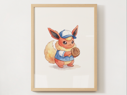 Eeveelutions Baseball Nursery Wall Art, 9 Printable Posters, Eevee Evolutions, Kids Room Decor, Instant Download
