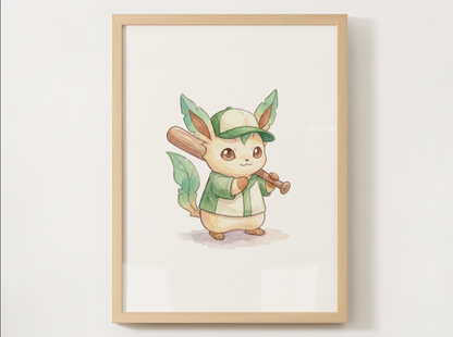 Eeveelutions Baseball Nursery Wall Art, 9 Printable Posters, Eevee Evolutions, Kids Room Decor, Instant Download