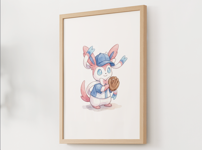 Sylveon Baseball Nursery Wall Art, Printable Poster, Kids Room Decor, Instant Download