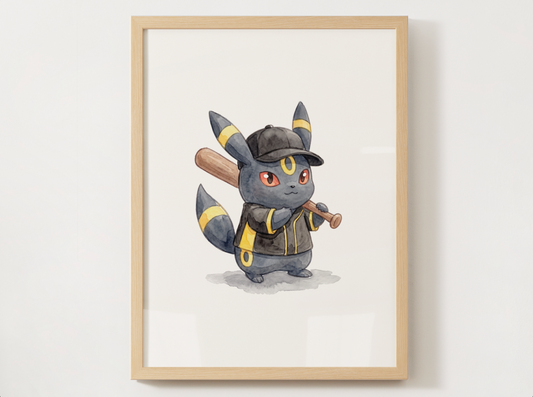 Umbreon Baseball Nursery Wall Art, Printable Poster, Kids Room Decor, Instant Download