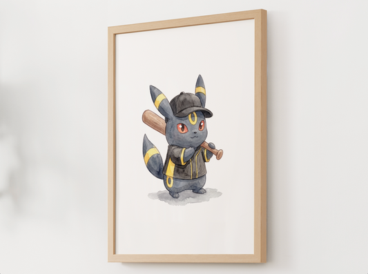 Umbreon Baseball Nursery Wall Art, Printable Poster, Kids Room Decor, Instant Download