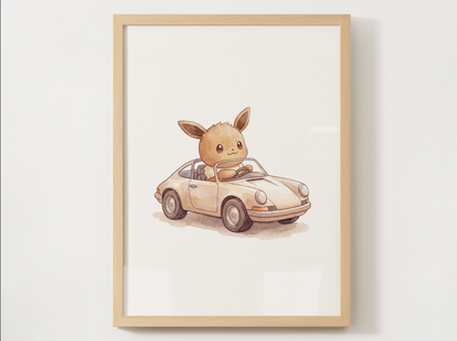 Eevee 911 Wall Art, Printable Poster, Classic Car Theme, Kids Room Decor, Instant Download