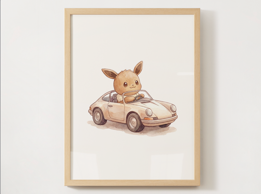 Eevee 911 Wall Art, Printable Poster, Classic Car Theme, Kids Room Decor, Instant Download