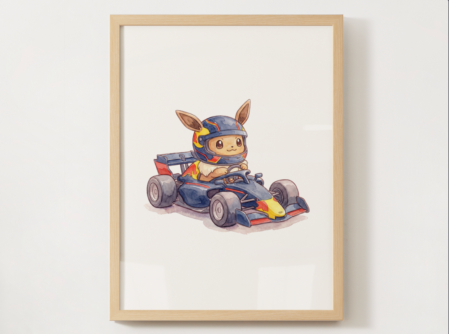 Eevee Race Car Wall Art Bundle, 8 Printable Posters, Formula Style Racing Theme, Kids Room Decor, Instant Download