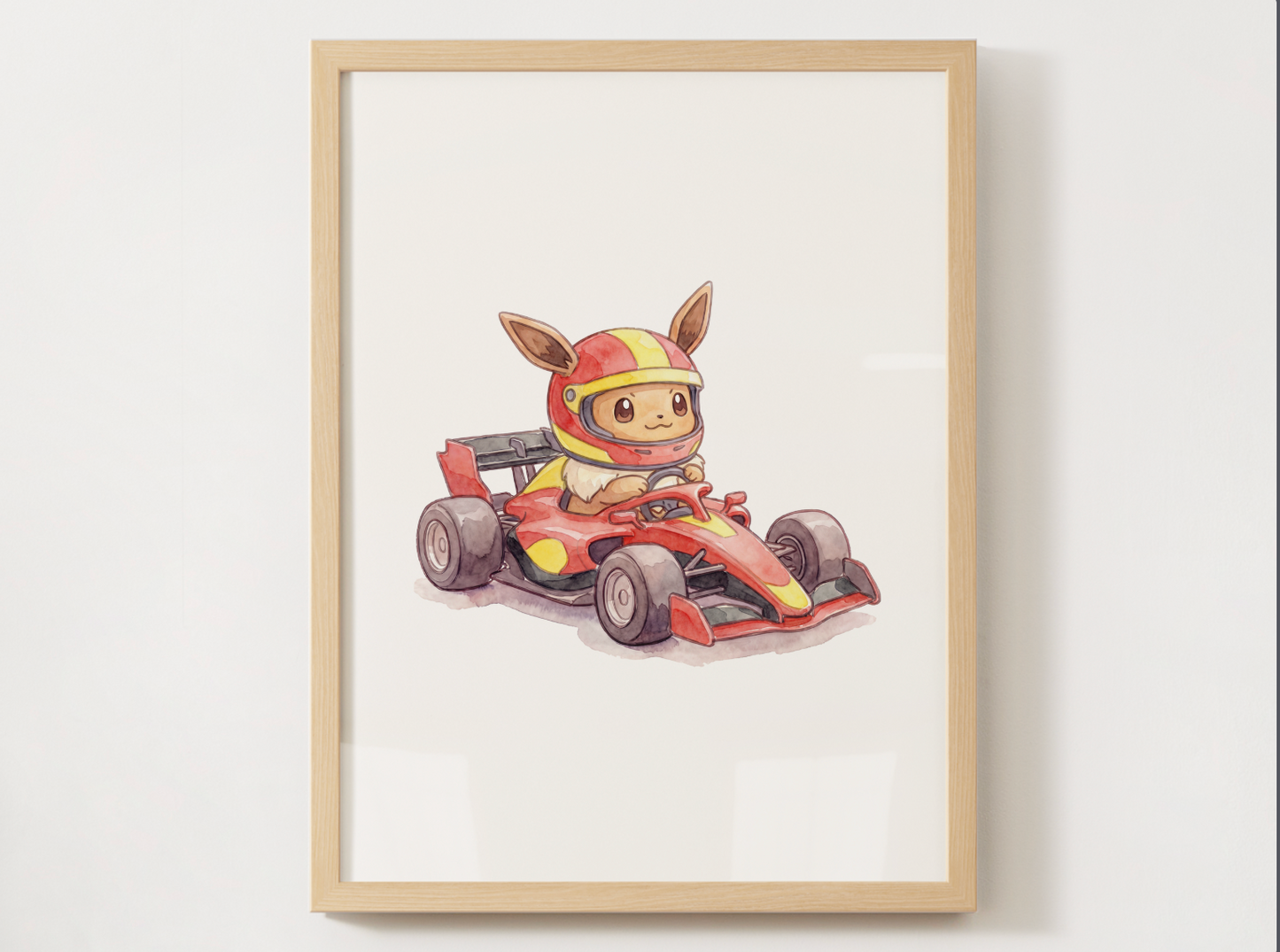 Eevee Race Car Wall Art Bundle, 8 Printable Posters, Formula Style Racing Theme, Kids Room Decor, Instant Download