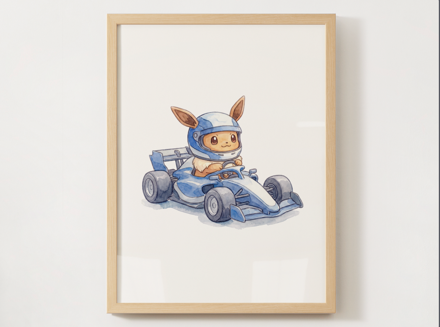 Eevee Race Car Wall Art Bundle, 8 Printable Posters, Formula Style Racing Theme, Kids Room Decor, Instant Download
