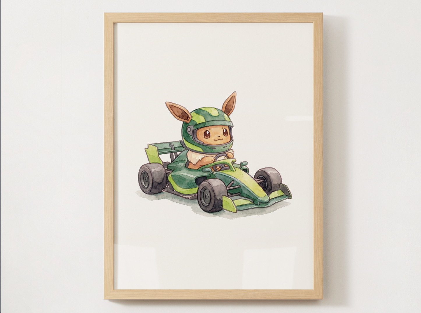 Eevee Race Car Wall Art Bundle, 8 Printable Posters, Formula Style Racing Theme, Kids Room Decor, Instant Download