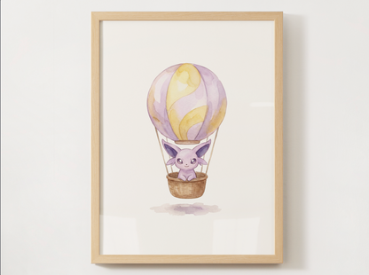 Eeveelutions Hot Air Balloon Wall Art Bundle, 9 Printable Posters, Nursery Decor, Digital Download