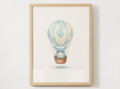 Eeveelutions Hot Air Balloon Wall Art Bundle, 9 Printable Posters, Nursery Decor, Digital Download