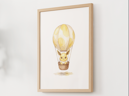 Jolteon Hot Air Balloon Wall Art, Dreamy Adventure Nursery Poster, Kids Room Decor, Printable Digital Download