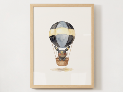 Eeveelutions Hot Air Balloon Wall Art Bundle, 9 Printable Posters, Nursery Decor, Digital Download