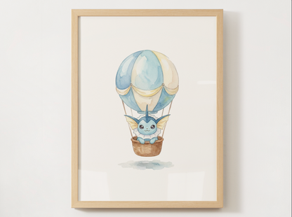 Eeveelutions Hot Air Balloon Wall Art Bundle, 9 Printable Posters, Nursery Decor, Digital Download