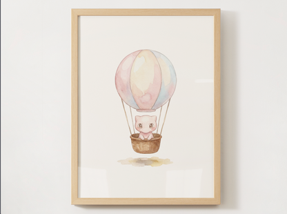 Hot Air Balloon Pokemon Wall Art Bundle, 6 Printable Posters, Gen 1 Favorites, Nursery Kids Room, Digital Download