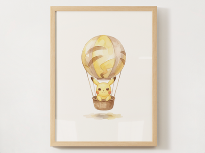 Hot Air Balloon Pokemon Wall Art Bundle, 6 Printable Posters, Gen 1 Favorites, Nursery Kids Room, Digital Download