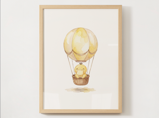 Psyduck Hot Air Balloon Wall Art, Dreamy Adventure Nursery Poster, Kids Room Decor, Printable Digital Download