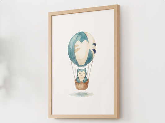Snorlax Hot Air Balloon Wall Art, Dreamy Adventure Nursery Poster, Kids Room Decor, Printable Digital Download