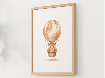 Vulpix Hot Air Balloon Wall Art, Dreamy Adventure Nursery Poster, Kids Room Decor, Printable Digital Download