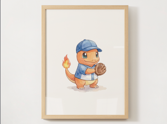Pokemon Gen 1 Baseball Wall Art Bundle, 9 Printable Posters, Kanto Favorites, Kids Room Decor, Digital Download