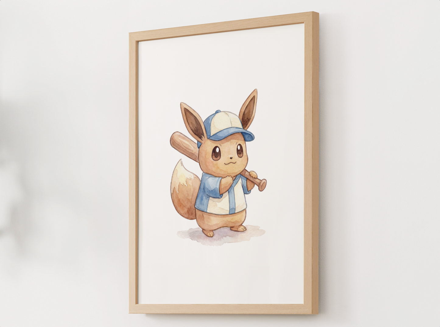 Eevee Baseball Wall Art, Cute Ballpark Nursery Poster, Kids Room Decor, Printable Digital Download