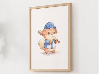 Growlithe Baseball Wall Art, Cute Ballpark Nursery Poster, Kids Room Decor, Printable Digital Download