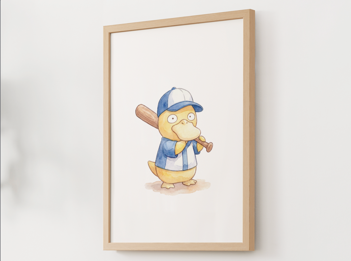 Psyduck Baseball Wall Art, Cute Ballpark Nursery Poster, Kids Room Decor, Printable Digital Download