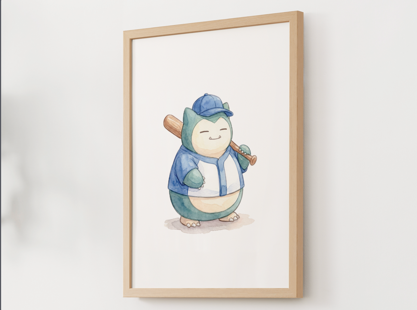 Snorlax Baseball Wall Art, Cute Ballpark Nursery Poster, Kids Room Decor, Printable Digital Download