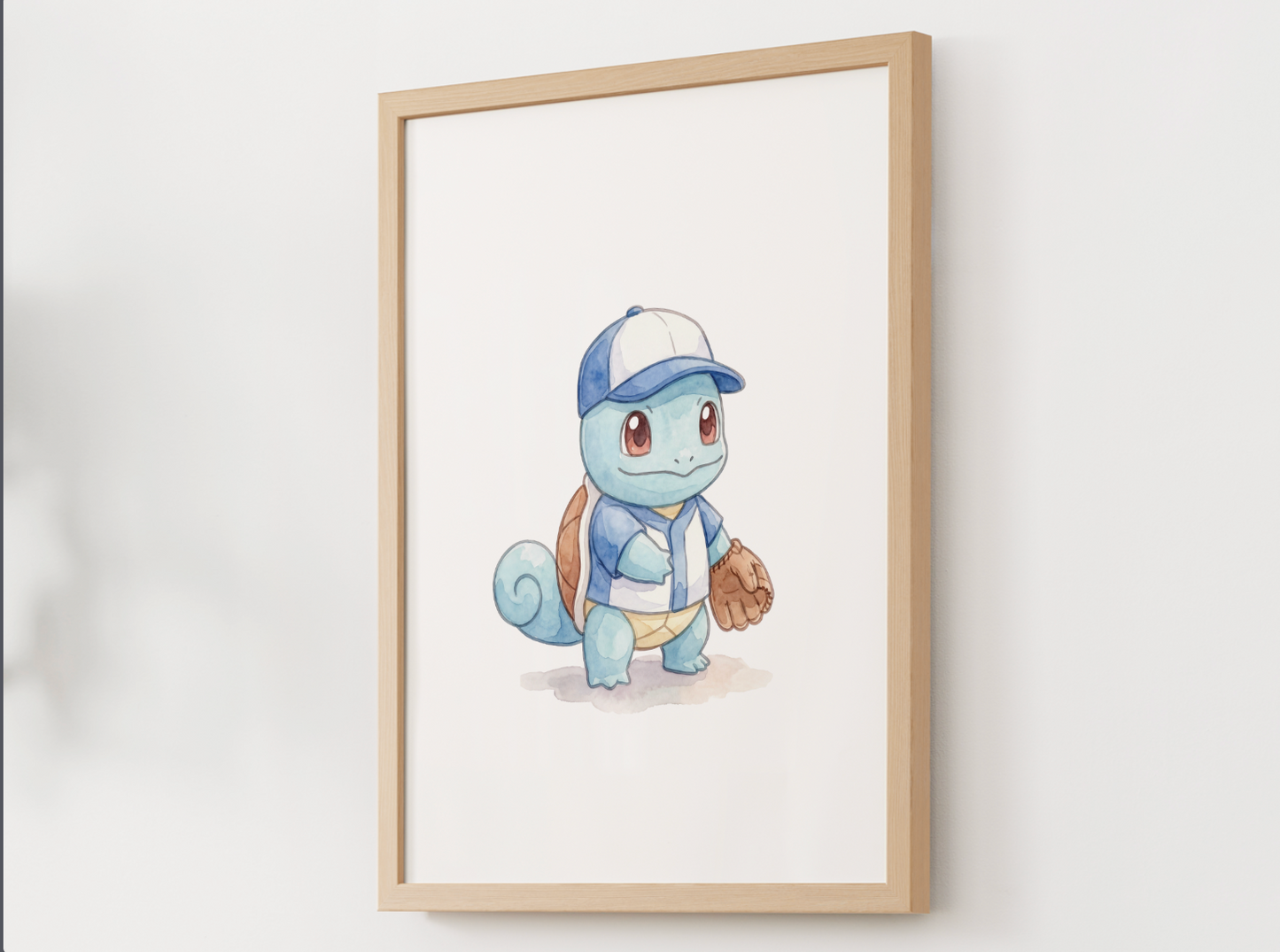 Squirtle Baseball Wall Art, Cute Ballpark Nursery Poster, Kids Room Decor, Printable Digital Download