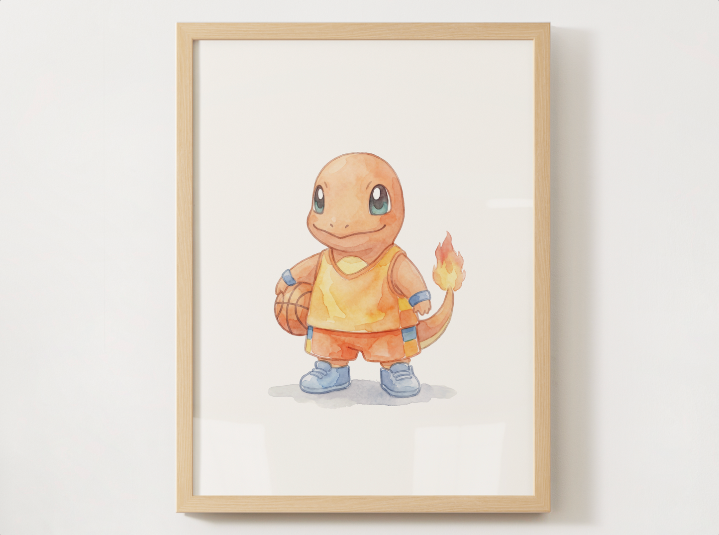 Charmander Basketball Wall Art, Cute Court Theme Nursery Poster, Kids Room Decor, Printable Digital Download