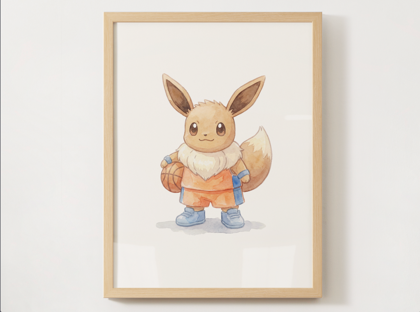 Eevee Basketball Wall Art, Cute Court Theme Nursery Poster, Kids Room Decor, Printable Digital Download